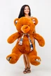 Плюшевий ведмідь з шарф Teddy Boom Клітина 130 см коричневий - зображення 2