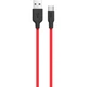 Дата кабель USB 2.0 AM to USB-C 1.0m 2A silicone X21 black+red HOCO (6957531071419) - изображение 1