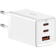 Зарядний пристрій Baseus 2xUSB-C 65 W + 1xUSB GaN + cable USB-C to USB-C 100 W 1.0m white (CCGP120202) (351921) - зображення 1