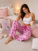 Пижамные штаны женские Hello Kitty розовые домашние штаны для сна и отдыха легкие свободные на резинке со шнурком мягкие летние пижамные брюки домашняя одежда для женщин и девушек штаны для дома подарок хеллоу киттиM (kit 01) - изображение 2