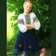 Вишитий костюм для дівчинки вишиванка та спідничка синя 122 - зображення 1