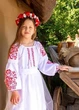 Біла яскрава сукня для дівчинки з вишивкою 116 - изображение 4