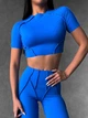 Спортивний кроп топ для фітнесу жіночий із зовнішніми швами, Sculpt Top, (синій електрик), L - зображення 1