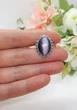 Кольцо миниатюрное овал винтаж искусственный камень фиолетовый кошачий глаз - изображение 7
