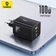 Сетевое зарядное устройство 100W Baseus EnerFill FE11 Fast Charger три порта 2 × Type-C + 1 × USB-A быстрая зарядка PD 3.0 + QC 3.0/4.0 зарядка для ноутбука Black (P10182102123-00) - изображение 1