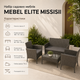 Комплект садових меблів MEBEL ELITE MISSISII зі штучного ротанга, набір для тераси, саду, балкона, альтанки та зони біля басейну, зі скляним столом, диваном, кріслами й водонепроникними подушками, сірий - зображення 4