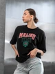 Женская футболка оверсайз из хлопка с принтом MALIBU BEACH teamv Черная M - зображення 5