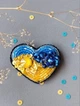 Брошка ручної роботи "Серце" Блакитна з жовтим - зображення 2