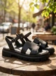 Женские босоножки PARADIZE SHOES черного цвета из натуральной кожи на массивной черной подошве 37 размер (стелька 23,6 см) - изображение 4