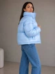 Куртка женская Lady Yep 10015 короткая глянцевая пуффер 42 голубая - изображение 3