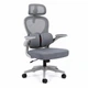 Офисное кресло Hanert Comfort Pro серое со светло-серым корпусом, оранжевым акцентом, сетчатой спинкой, подголовником - изображение 6