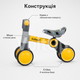 Беговел-каталка Kidwell PETITO Dino 2 в 1 серо-желтый для детей 12–36 месяцев до 20 кг с EVA-колесами - изображение 5