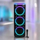 Портативна Bluetooth колонка MS-2076BT-W 90 Вт з бездротовим мікрофоном, Bluetooth 5.3, RGB підсвіткою, USB, SD, AUX, FM, акумулятором 3000 мА·год і колесами - зображення 1