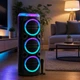 Портативна Bluetooth колонка MS-2076BT-W 90 Вт з бездротовим мікрофоном, Bluetooth 5.3, RGB підсвіткою, USB, SD, AUX, FM, акумулятором 3000 мА·год і колесами - зображення 3