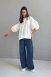 Жіноча лляна блуза з рукавами-ліхтариками Nenka XL Молочний (nenka3442-XL) - изображение 2