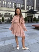 Детское праздничное платье для девочки подростковое нарядное шифоновое с рюшами на выпускной день рождения праздник IRmAS 1382 рост размер 158 мокко - изображение 3