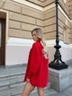 Легкий літній костюм жатка сорочка оверсайз та шорти-спідниця, червоний, 44-46 (0449SH) - изображение 8