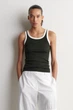Жіноча майка COS Ribbed Cotton Tank Top Khaki / White L (1326259008) - зображення 1