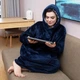 Толстовка плед с рукавами и капюшоном Huggle Hoodie оверсайз, теплый худи с большим карманом для рук Синий One size - изображение 6