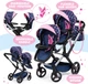 Wózek dla lalek bliźniaczy Bayer Niebieskie gwiazdki 81 cm Blue/Pink (4003336267167) - obraz 1