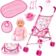 Лялька з коляскою Bayer Doll's Umbrella Рожева (4003336417890) - зображення 1