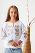 Блуза лляна "Flower" з вишивкою Квіти для дівчинки 6-7 років, зріст 122см. Колір Білий - зображення 2