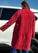 Альпака женская теплая удлиненная кардиган пальто батал 56/60 Красная - изображение 3