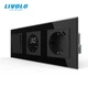Терморегулятор LIVOLO с 2-кнопочным выключателем и розеткой USB Type-C черное стекло - изображение 1