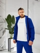 Спортивний костюм чоловічий без утеплення кофта на блискавці без капюшона з джоггерами вільного крою двонитка пеньє 54-56 електрик (яскраво-синій) - зображення 5