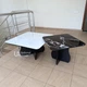 Комплект журнальных столиков 2 шт квадратных со стеклянными столешницами под мрамор, кофейные столы 2в1 из закалённого стекла и ЛДСП для гостиной, спальни, кабинета, офиса Чёрный/Белый мрамор, YM-181-White/Black - изображение 8