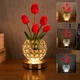 Настольная лампа LED светильник Lesko Tulips Crystal SJP0723002 Red ночник в виде букета тюльпанов - изображение 4