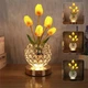 Настольная лампа LED светильник ночник Lesko Tulips Crystal SJP0723002 Yellow в виде букета тюльпанов - изображение 5