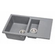 Кухонная мойка MIRAGGIO LAPAS 786x489 прямоугольная с крылом и двумя чашами серая - изображение 2