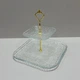 Фруктовница стеклянная 2-х ярусная 26,5х26,5х24 см Yujing GlassWare 4033 прозрачная с золотым - изображение 4