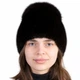 Женская зимняя вязаная норковая шапка Меховой Стиль Шарик с бубоном из меха песца 54-60 Темно-коричневая (123/K) - изображение 2