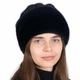 Женская трикотажная шапка с натуральным мехом норки Меховой Стиль Боярка 54-60 Синий ирис (134/C) - изображение 1
