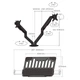 Подставка для монитора Brateck E350ez-2+APE40 на два экрана Black - изображение 2