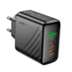 Зарядний пристрій Hoco CS26A 18 Вт USB + PD 45 Вт QC 3.0 GaN Чорний (CS26A) - зображення 3
