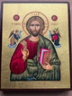 Писаная греческая Икона Пантократор Иисус Христос 15×19 см - изображение 5