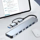 Универсальный USB Type-C хаб 7в1 адаптер разветвитель портов для ноутбука ПК мультипортовый серый - изображение 1