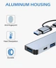 Универсальный USB Type-C хаб 7в1 адаптер разветвитель портов для ноутбука ПК мультипортовый серый - изображение 10