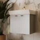 Тумба Devit Flow 484060G 60 см з умивальником та ручками, сірий матовий - зображення 1