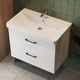 Тумба Devit Urbanis 454080W 80 см з раковиною та чорними ручками, біла - изображение 1
