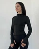 Женский рашгард с длинным рукавом компрессионный на молнии с воротником вырезом под палец для фитнеса бега тренировок зала Чёрный XL (RK1XL) - изображение 1
