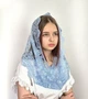 Шарф кружевной снуд венчальный на крестины Голубой - изображение 2