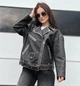 Женская кожаная куртка-косуха оверсайз AFTF BASIC М черная - изображение 5