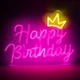 Светодиодная (LED) неоновая вывеска "Happy Birthday", от USB, розовая, 38*28 см (9318-002) - изображение 3