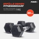 Гантелі POWRX 30 кг × 2 шт (комплект 60 кг), шестигранні, гумові, для силових тренувань - зображення 2