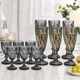 Набір гранених келихів для шампанського із чарками High Quality Glass 12 предметів Smoky grey - зображення 4