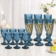 Набір гранених келихів для шампанського із чарками High Quality Glass 12 предметів Blue - зображення 4